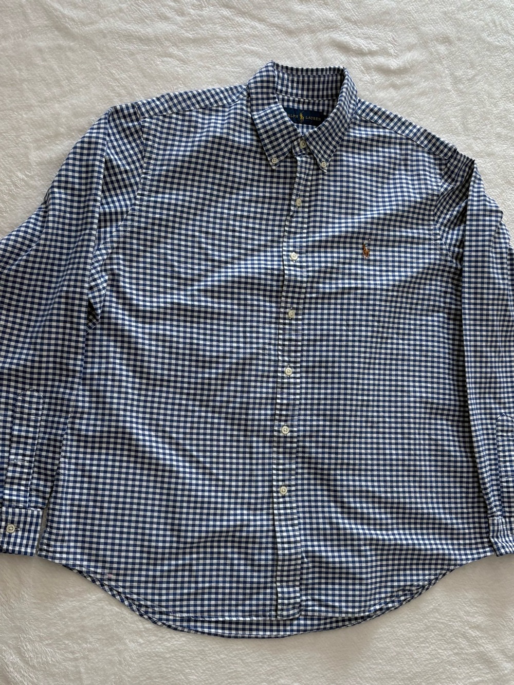 Ralph Lauren Navy and White Gingham Button-Down Shirt